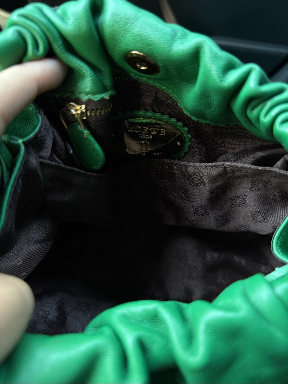 Rare Early Loewe Flamenco Tassel Mini Shoulder Bag Green Leather Archive - Picture 12 of 16